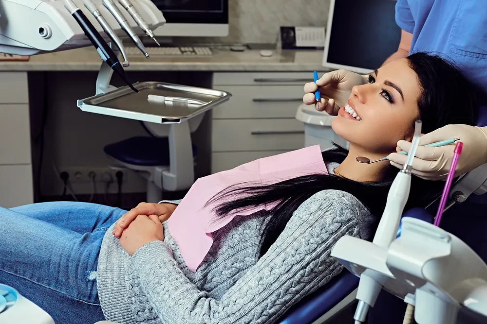 Patient receiving routine dental care